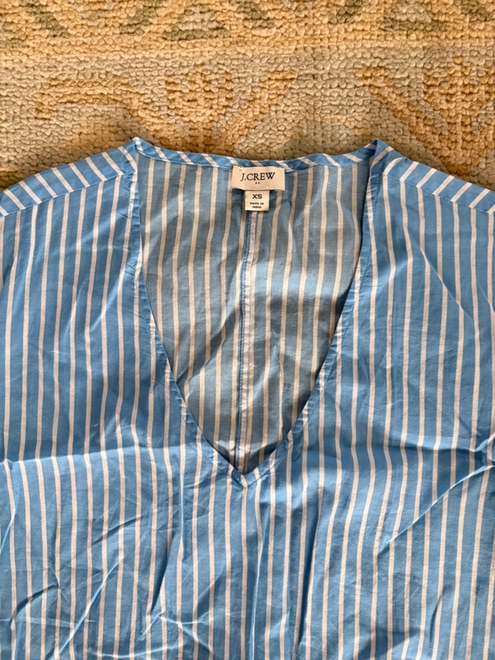 NWOT Jcrew Blue & White Striped V-Neck Drawstring Swim Cover-up - Picture 3 of 4
